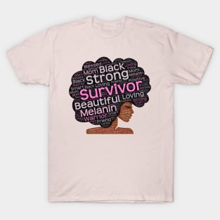 African American Breast Cancer Survivor Afro T-Shirt